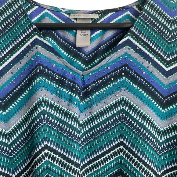 Catherines Women Tunic Top 1X Gem Detail‎ Casual Stretch Lagenlook Office Travel - Picture 9 of 11
